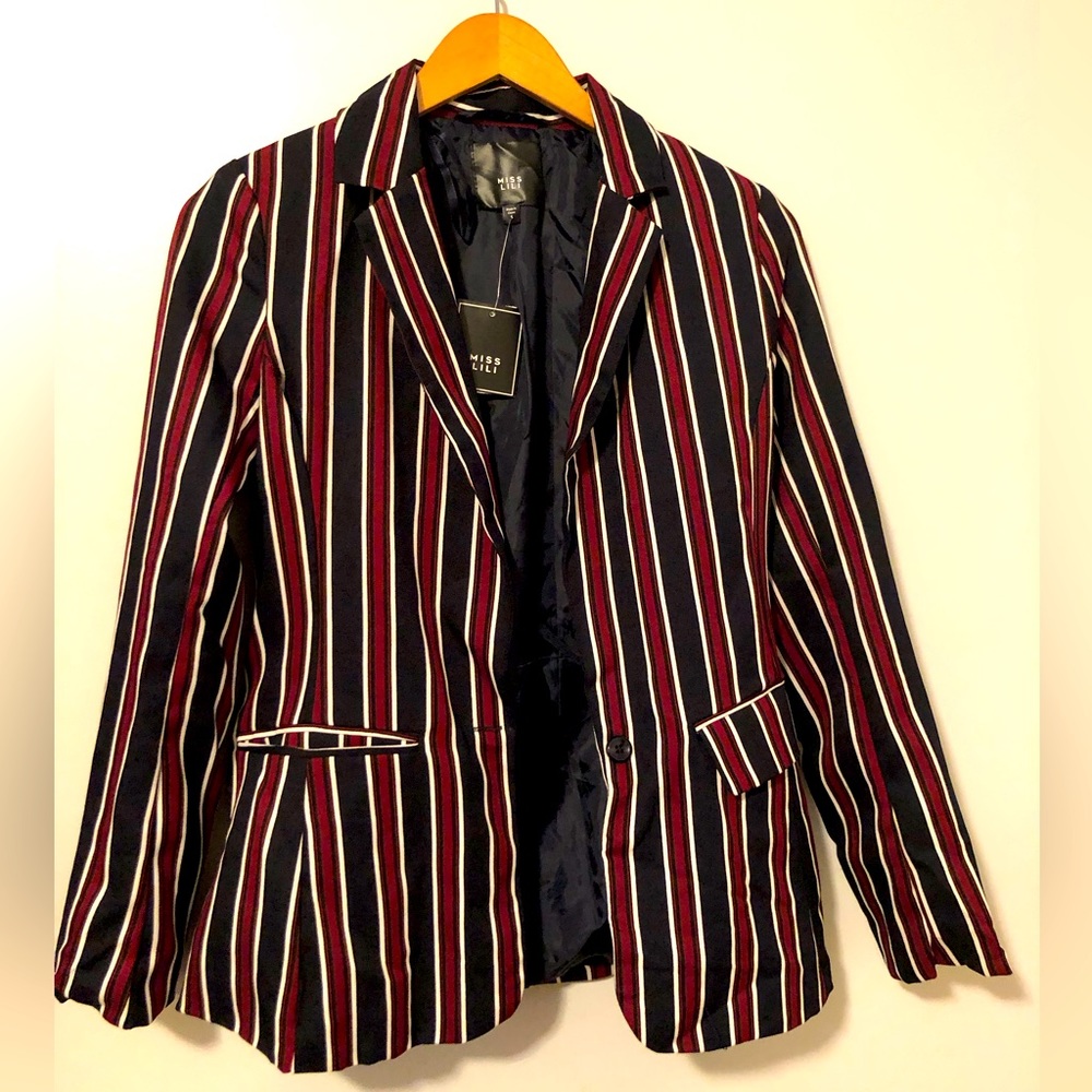BURGUNDY MULTI COLOR BLAZER/JACKET - SIZE SMALL…NEW NEW WITH TAGS!